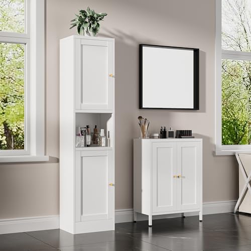 Bevivog Slim Kitchen Pantry Cabinet for Small Space, 67" Tall Narrow Storage Cabinets with Hutch and 3 Adjustable Shelves, Freestanding Tall Slim Bathroom Storage Cabinet - Image 6