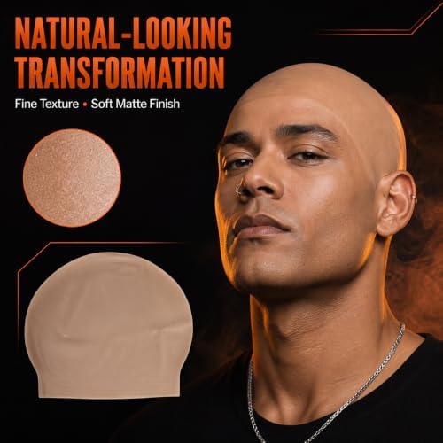 Latex Bald Cap for Adults, Realistic Nude Costume Cap - Image 2