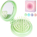 RHOS Folding Brush with Mirror - Compact, Portable and Foldable for Travel, Suitable for Women, Men, and Kids (Green) by RHOS