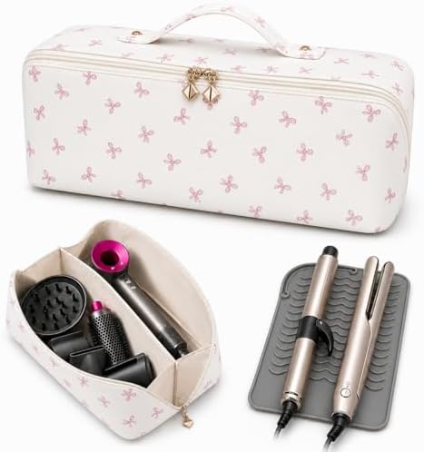 Hair Tool Travel Bag With Heat Resistant Mat, Large Capacity Hot Tool Bag & Hair Tool Organizer Bag for Curling Iron, Flat Iron, Hair Dryer, Hair Accessories Organizer, Travel Essentials for Women by Unknown