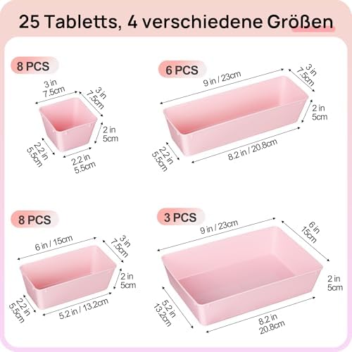 Vtopmart 25 Pack Plastic Drawer Organizers with Non-slip Rubber Pads - Image 2