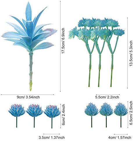 Cayway 21 PCS Artificial Succulent Plants, Blue Fake Succulent, Unpotted Faux Succulent Assortment in Flocked Blue in Different Type for Birthday Home Decor Indoor Wall Garden DIY - Image 2