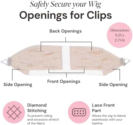 MILANO COLLECTION Lace Top Grip Comfort Band for Toppers Hair & Wiglets, Non-Slip & Glueless Velvet Wig Band for Large Base Hairpieces, Adjustable Top Grip for Hair Topper & Wigs, Beige, Large - Image 4