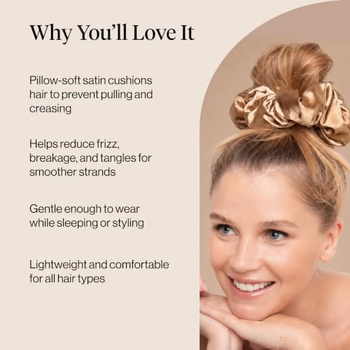 Kitsch Pillow Satin Scrunchies for Women - Blush, 4pcs - Image 4