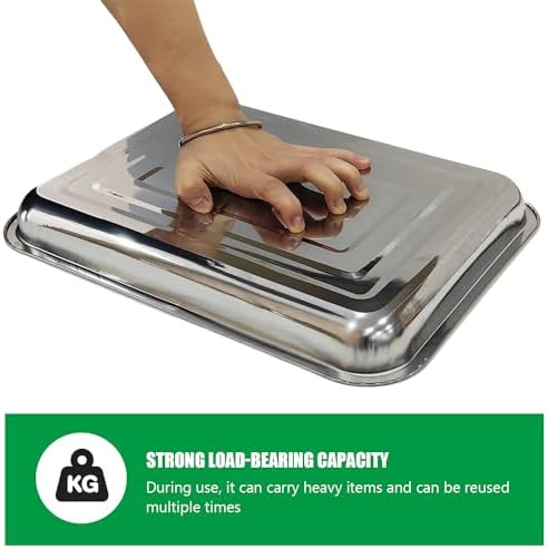 Stainless Metal Trays, Stainless Steel Seed Starter Carry Tray Fit 54 Cell Plug Tray, Nursery Seedling Pots Water Collection Transplantation (11.6 inch×15.2 inch, 1.45" Height, 10-Pack) - Image 4