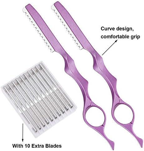 Mudder 12 Pieces Hair Razors for Cutting Hair 6.89 Inch Styling Thinning Razor Set, 2 Texturizing Cutting Tool Kit and 10 Stainless Steel Replacement Blades for Salon Home Women Men(Pink) - Image 4