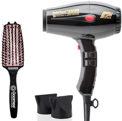 Parlux 3500 Super Compact Ceramic and Ionic Hair Dryer with Miracle Detangling Brush Medium Size Nylon & Boar Bristles for All Hair Types – Blush Pink by Unknown