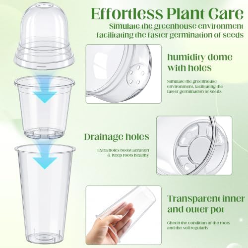 15 Pack 3" Self Watering Propagation Pots Clear, Plain Cup - Image 3