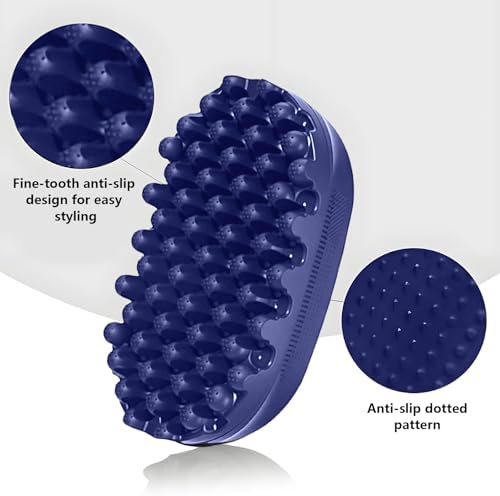 Rubber Curling Hair Brush，Premium Twist Tool for Afro Hair，Ideal for Curly, Coiled, 4C Hair，Quick & Easy Styling，Blue - Image 4