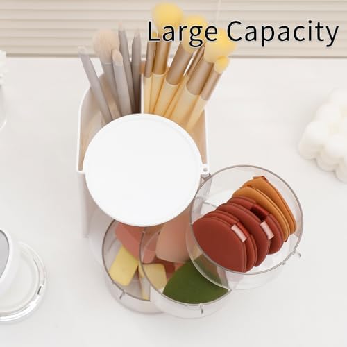 FABROK 3-Layer Rotating Hair Accessories Organizer for Girls, White - Image 3