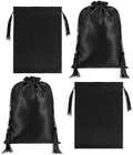 4Pcs Wig Storage Bags,Satin Bags with Drawstring Tassel Silk Wig Bag Hair Bag Storage for Multiple Wigs,Bundles,Hair Extensions(Black) by Unknown
