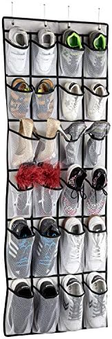 SAVERHO Hanging Shoe Organizer, Over The Door Shoe Organizer with 24 Mesh Large Pockets Door Shoe Rack for Men Women Kids Hanging Door Shoe Holder Size:58x21 Inch (White-2pack) - Image 6