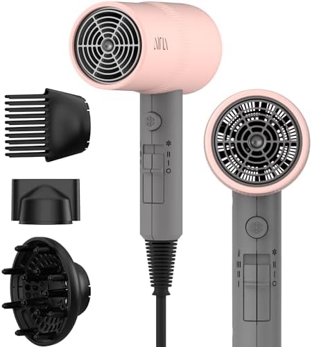 AINA Diffuser Hair Dryer,Comb Full-Featured Blow Dryer 110V(Misty Blush) by Aina