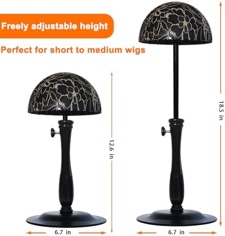 Wig Stand 1PC Iron Base Adjustable 12.6-18.5"Black Non-Slip Wig Holder - Image 5