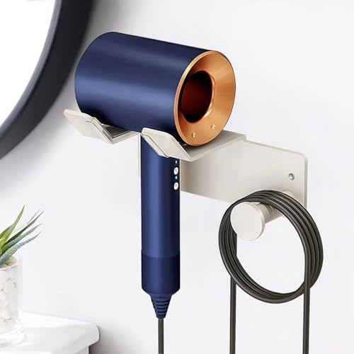 Hair Dryer Holder, HairDryer Holder Wall Mounted, Self Adhesive Blow Dryer Holder, Stainless Steel Hair Dryer Holder, Hairdryer Holder for Bathroom White - Image 7