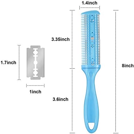 Maitys 3 Pcs Razor Combs for Hair Cutting with 10 Blades, White, Pink, Blue - Image 2