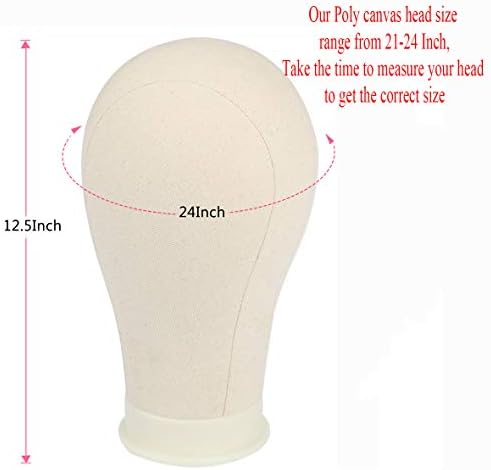 Leeven Poly Canvas Block Wig Head Mannequin head With Clamp 24 Inch - Image 3