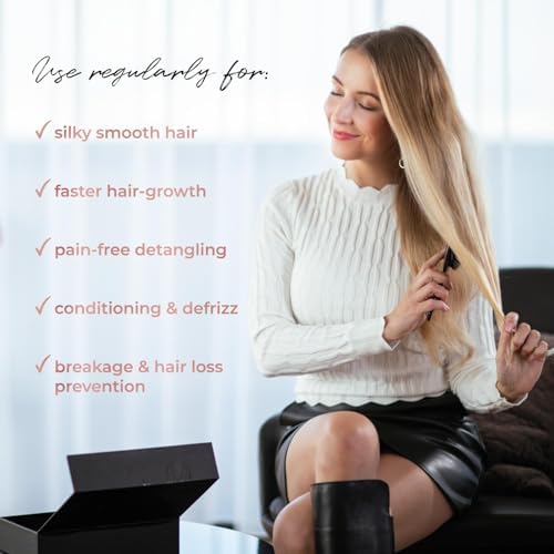 MISEL Professional Boar Bristle Hair Brush for Women and Men | Detangles All Natural Hair Types and Extensions | Reduces Breakage | Great for Wavy and Straight Hair | Salon-Approved | Medium - Image 4