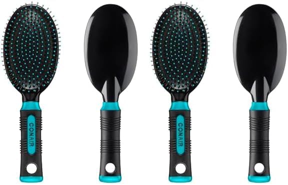 Conair Salon Results Hairbrush for Men and Women, Hairbrush for Everyday Brushing with Wire Bristles and Cushion Base (Pack of 2) by conair