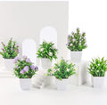 Der Rose 6 Pack Small Fake Plants with Flowers, Spring Home Bathroom Decor by DerRose