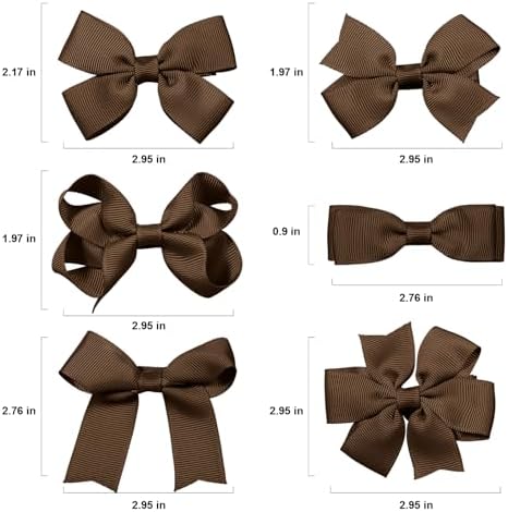 3 Inch Hair Bows for Little Girls Set of 12 Hand-Made Solid Brown Grosgrain Ribbon Fall Thanksgiving Dress Bows Alligator Clips School Uniform Decorative Accessories for Teen Toddler Baby Girls Kids - Image 6