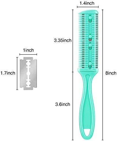 Maitys 3 Pcs Razor Combs for Hair Cutting with 10 Blades, Green - Image 2