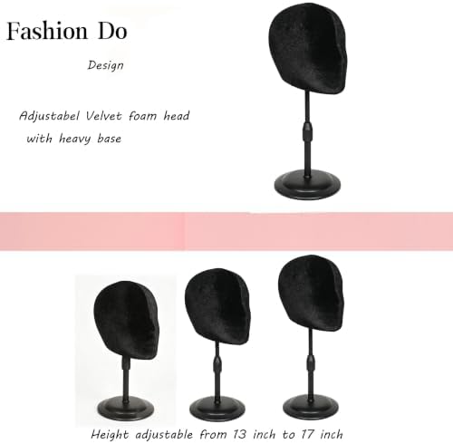 17inchs velvet Styrofoam Mannequin Head (1 Pack) - White Foam Wig Stand for Wigs, Hats, Masks, Hairpieces, Arts, Crafts, DIY Projects, Salon Display, and Travel Use (Normal face) - Image 2