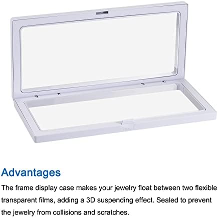 MECCANIXITY Floating Frame Display Holder Stand 3D Jewelry Display Box 11.81 x 4.33 x 0.79 inch White for Ring Necklace Bracelet Earring Pack of 2 - Image 4