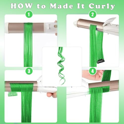 12 Pcs Green Hair Extensions Clip in Accessories for Women Kid Girl Gifts - Image 5