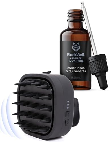 Black Wolf Sonic Scalp Head Massager & 100% Pure Argan Oil Bundle by BlackWolf