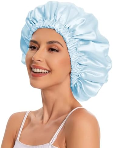 Edoneery Satin Bonnet for Sleeping Women, Double Layer Curly Hair Cap - Image 4