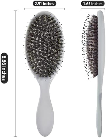 Boar Bristles Hair Brush for Women and Men, Detangling Hair Brush for Smoothing Massage Add Shine, Nylon&Boar Bristles Detangler brush for Hair Healthy (1 Pack-Grey) - Image 6