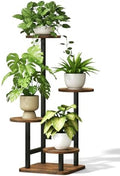 Plant Stand Indoor - 4 Tiered Indoor Plant Stand, Metal Plant Shelf Plant Holder, Ideal for Living Room, Garden, Patio, Balcony (Black Brown) by Homsorout