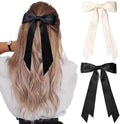 2PCS Hair Bows Hair Clip Beige Black Hair Ribbon Ponytail Holder Accessories Slides Metal Clips Hair Bow for Women Girls Toddlers Teens Kids by AILEAM