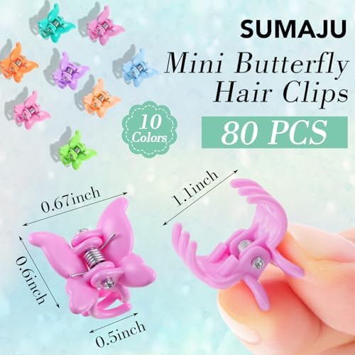 SUMAJU 80Pcs 0.6In Mini Butterfly Hair Claw Clips for Women Girls Barrettes - Image 2