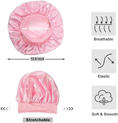 12 Pieces Silk Bonnet for Women Curly Hair Satin Bonnet Hair Wrap for Sleeping Cap with Tie Band (Multicoloured1) - Image 3