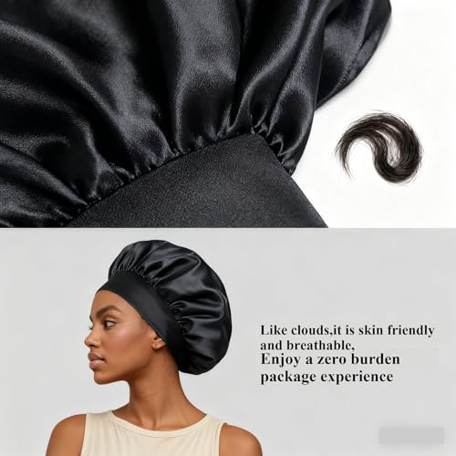Silk Bonnet for Men Women Hair Bonnet for Sleeping,High Elasticity Wide Soft Band Sleep Cap for Curly Hair Braids - Image 3