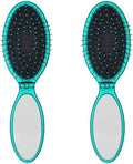 Wet Brush Pop Go Detangler, Blue Teal - Foldable, On-The-Go Design, Travel Brush, Ultrasoft IntelliFlex Bristles, Detangling Hairbrush, Built-In Mirror Handle, Wet & Dry, All Hair Types (Pack of 2) by WetBrush