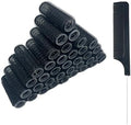 36PCS Self Grip Small Hair Curlers Heatless Roller Hair Curlers Pro Salon Hairdressing Curler DIY Curly Hairstyle Hair Rollers Tools Rat Tail Comb for Women Medium Short Hair(0.8x2.4in-black) by MOODKEYbrand