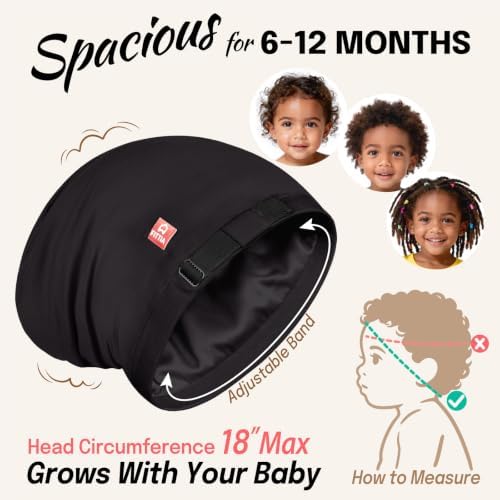 Fittia Baby Bonnet 6-12 Months, Durag Sleep Cap for Girls&Boys, Adjustable - Image 2