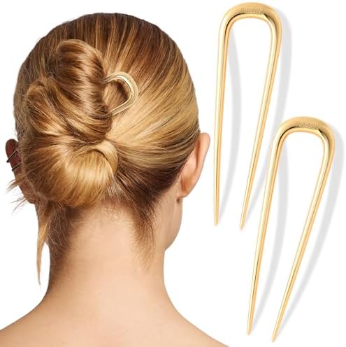Kitsch French Hair Pins for Women | Secure Hold All Day - Gold, 2pcs by Kitsch