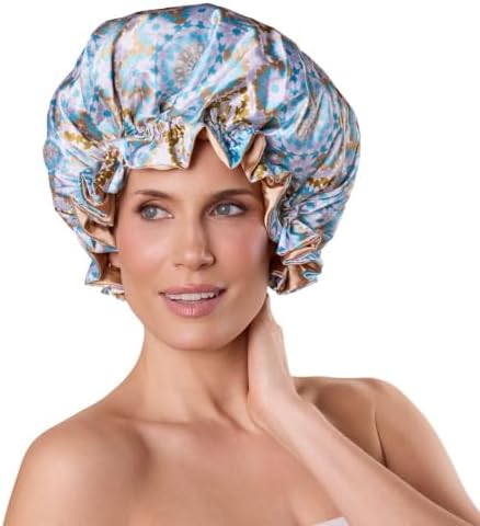 Bounce Curl Reversible Satin Hair Bonnet, Adjustable Band, Night Cap For Curly Hair Reduce Friction Helps Prevent Frizz by BounceCurl