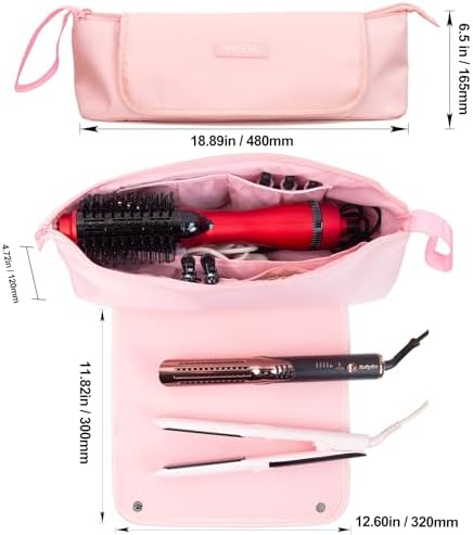 ANGENIL Large Capacity Heat Mat Hot Hair Iron Tools Travel Bag, 2 in 1 Portable Organizer Bags with Large Heat Resistant Mat for Hair Straighteners, Curling Irons, Hot Air Brushes, Travel Essentials - Image 5