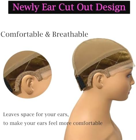 Lace Wig Grip Cap for Glueless Wig 4x5 Transparent Lace Reusable Wig Caps, Wig Grip Band for Lace Front Wigs to Keep Wigs in Place, Adjustable Wig Cap with Non Slip Grip Band for Women (Light Brown) - Image 4