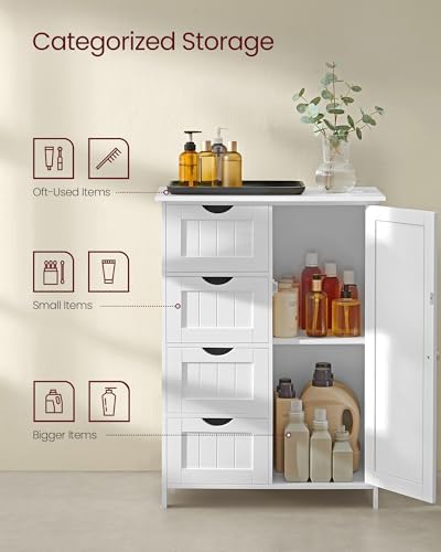 VASAGLE Floor Storage Cabinet, Farmhouse, 4 Drawers and 1 Door, 35.4" H - Image 5