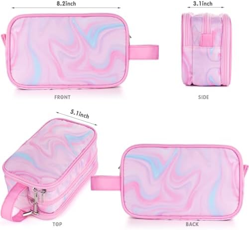 Pink Toiletry Bag for Girls, Travel Toiletry Bag for Teen Girls Cosmetic Bag Makeup Bag Waterproof Hanging Wash Bag Kids Toiletries - Image 2