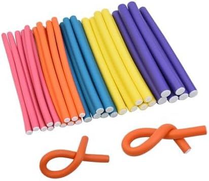 30 Pieces 9.45 Inch Flexible Hair Curling Rods Soft Foam Hair Curlers Rollers No Heat Bendable Curling Rods for Short Medium Long Hair (5 Colors) by YANTAISIYU