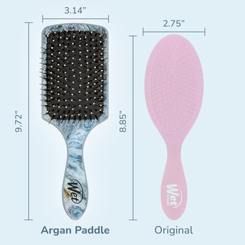 Wet Brush Paddle Shine Enhancer with Argan Oil, Distressed Wood - Ultra-Soft IntelliFlex Detangling Bristles with Boar Bristles For A Smooth & Shiny Finish - Pain-Free Hair Brush For Women & Men - Image 5