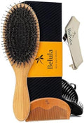 Belula Men's Hair Grooming Set, Boar Bristle and Nylon Pin Brush, Comb, Bag by Belula