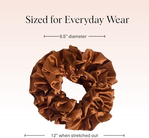 Kitsch Ruffle Satin Scrunchies For Women - Gentle Hair Tie - Camel, 1pc - Image 5